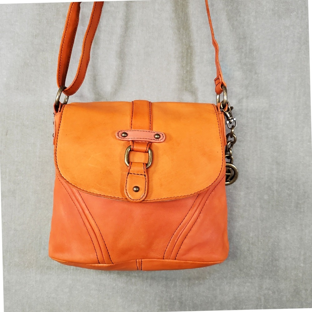 Vintage Etienne Aigner Y2K Saddle Bag Women Small Orange Coral Leather Satchel